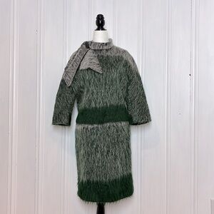 WOOLLAMA Vintage Llama Wool Degradé Blazer & Pencil Skirt Set